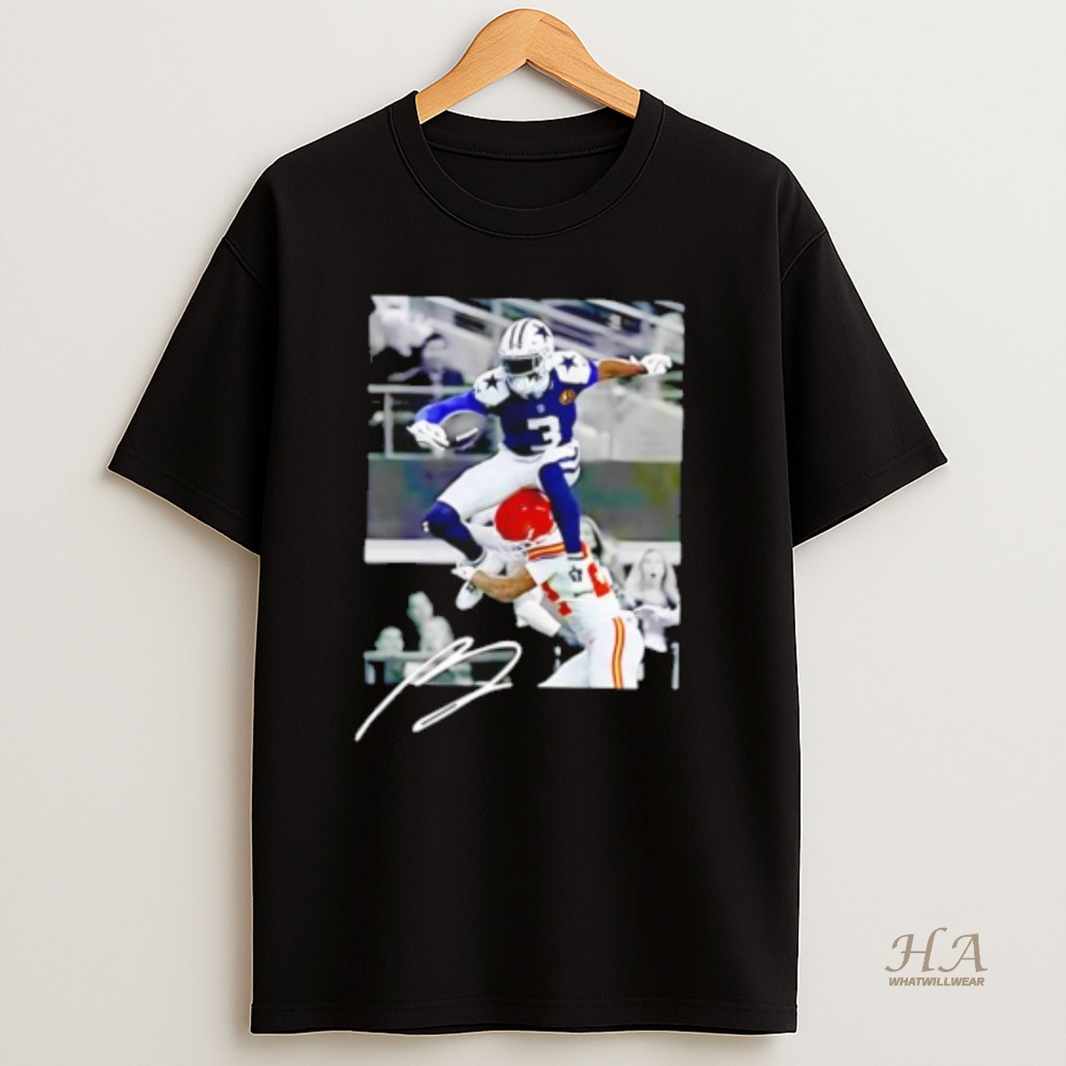 Official Dallas Cowboys George Pickens Jumping Football T Shirt