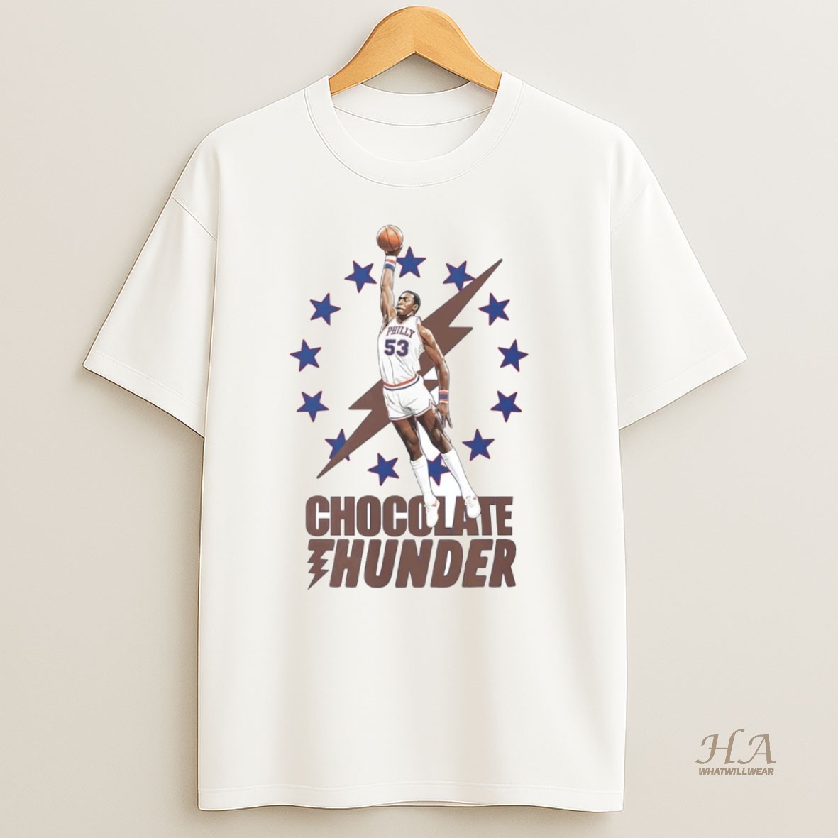 Official Darryl Dawkins Chocolate Thunder Philadelphia 76ers Shirt