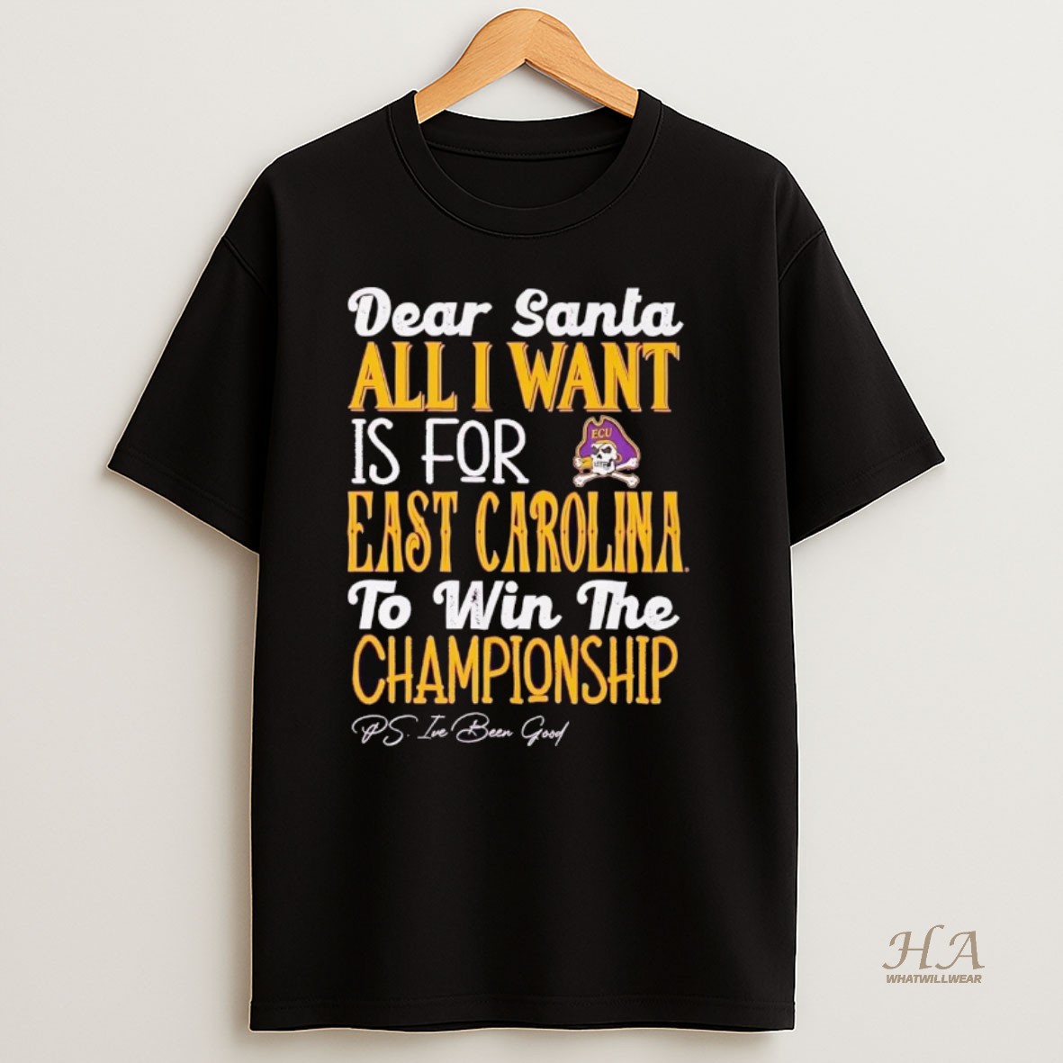 Official Dead Santa All I Want Is For The East Carolina Pirates To Win The Championship T Shirt