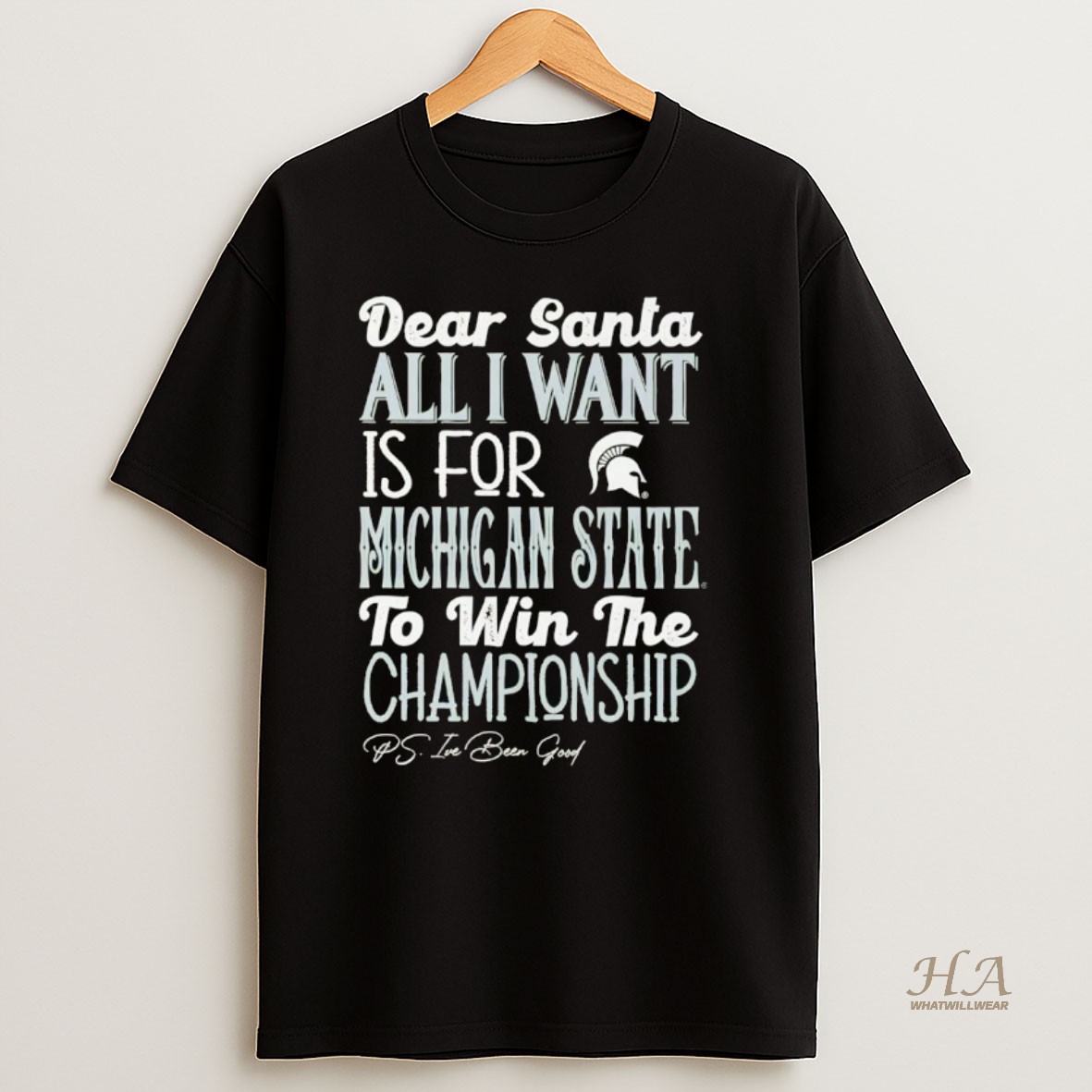 Official Dead Santa All I Want Is For The Michigan State Spartans To Win The Championship T Shirt