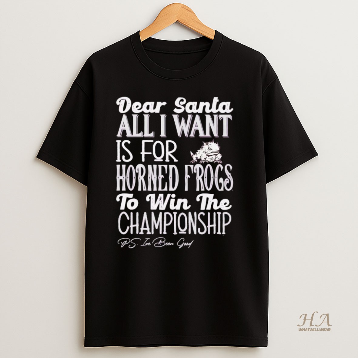 Official Dead Santa All I Want Is For The Tcu Horned Frogs To Win The Championship T Shirt
