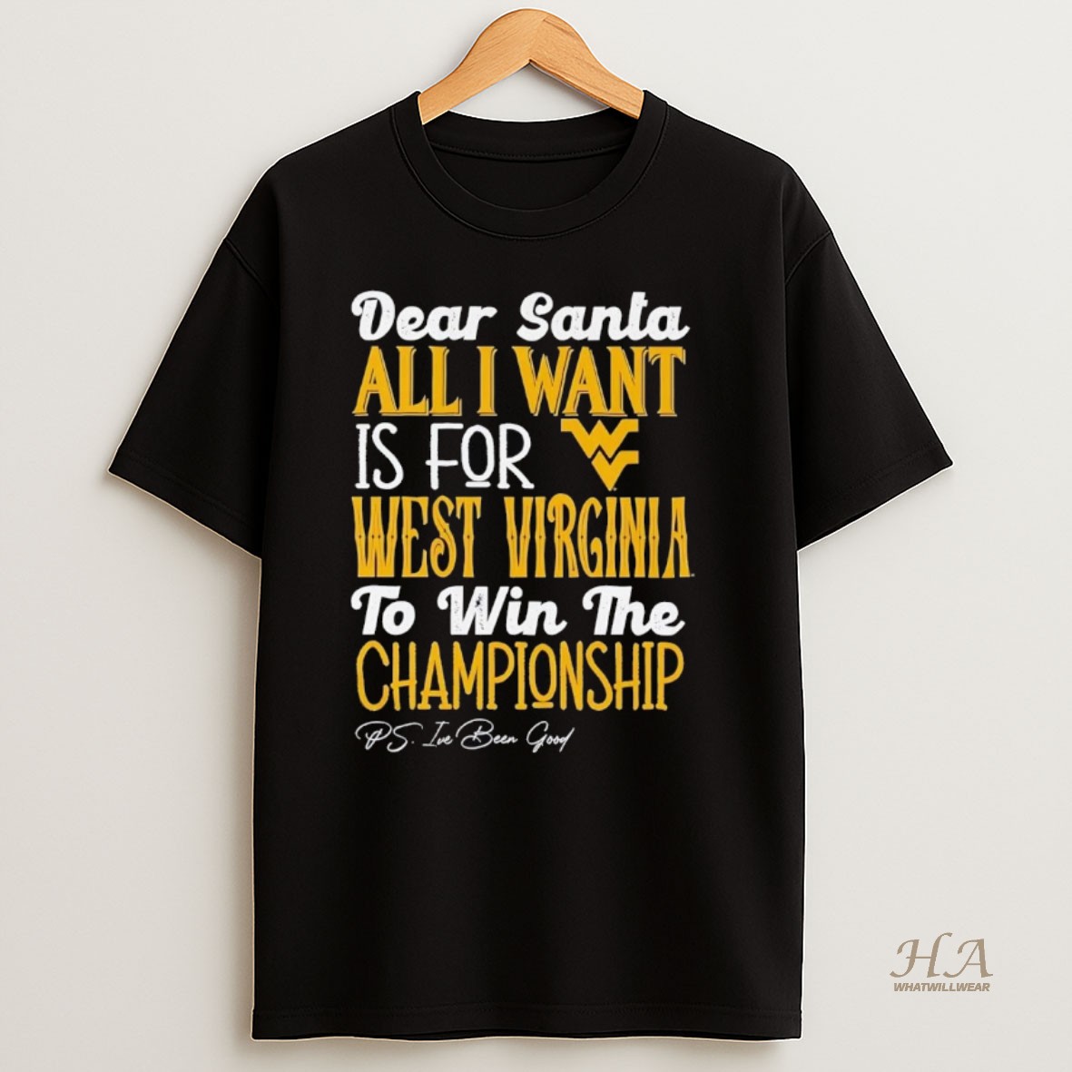 Official Dead Santa All I Want Is For The West Virginia Mountaineers To Win The Championship T Shirt