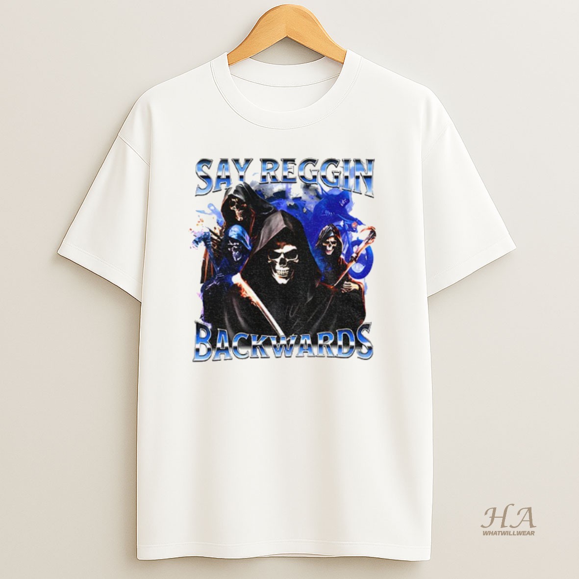 Official Death Say Reggin Backwards Graphic Shirt
