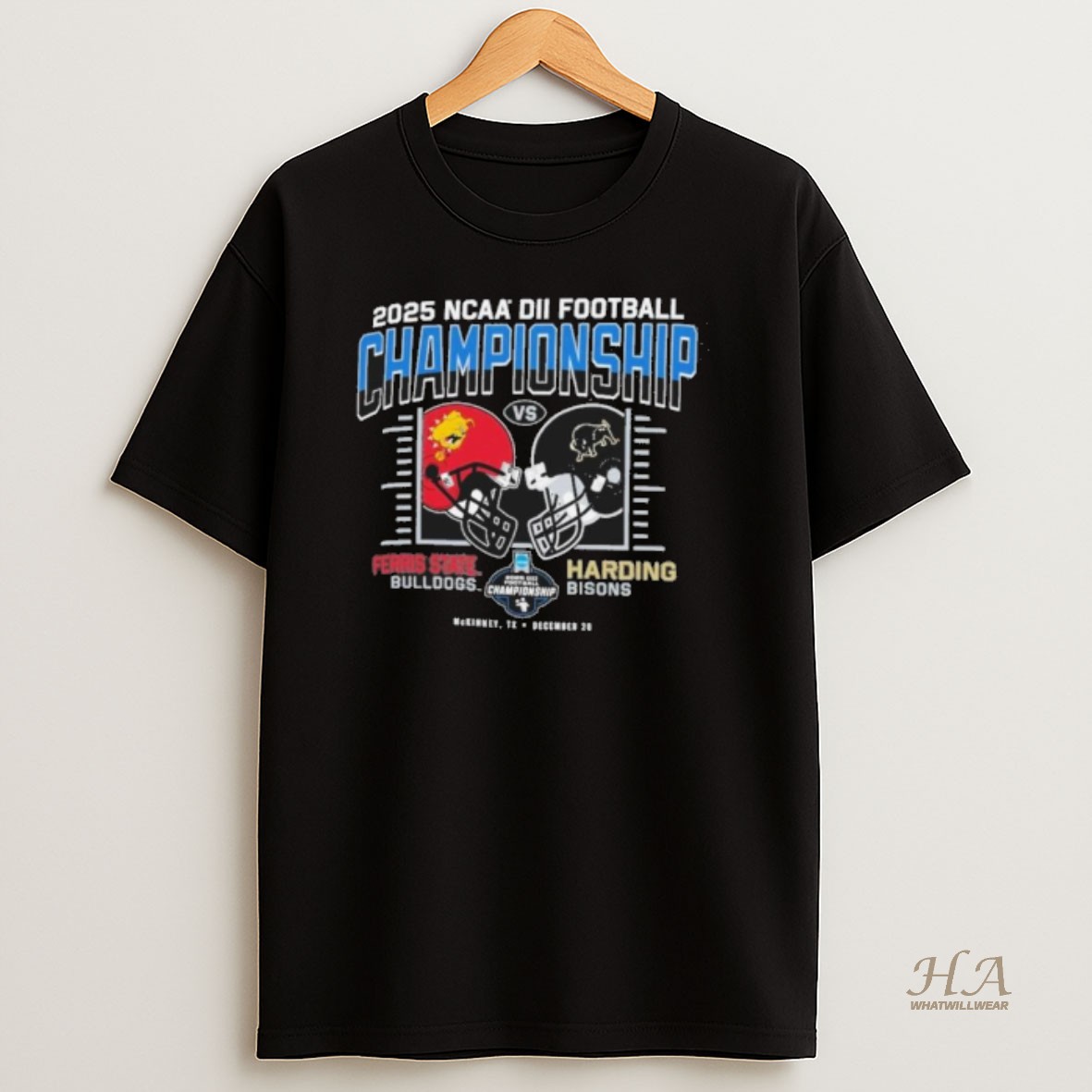 Official December 20 2025 Ncaa Dii Football Championship Ferris State Bulldogs Vs Harding Bisons T Shirt