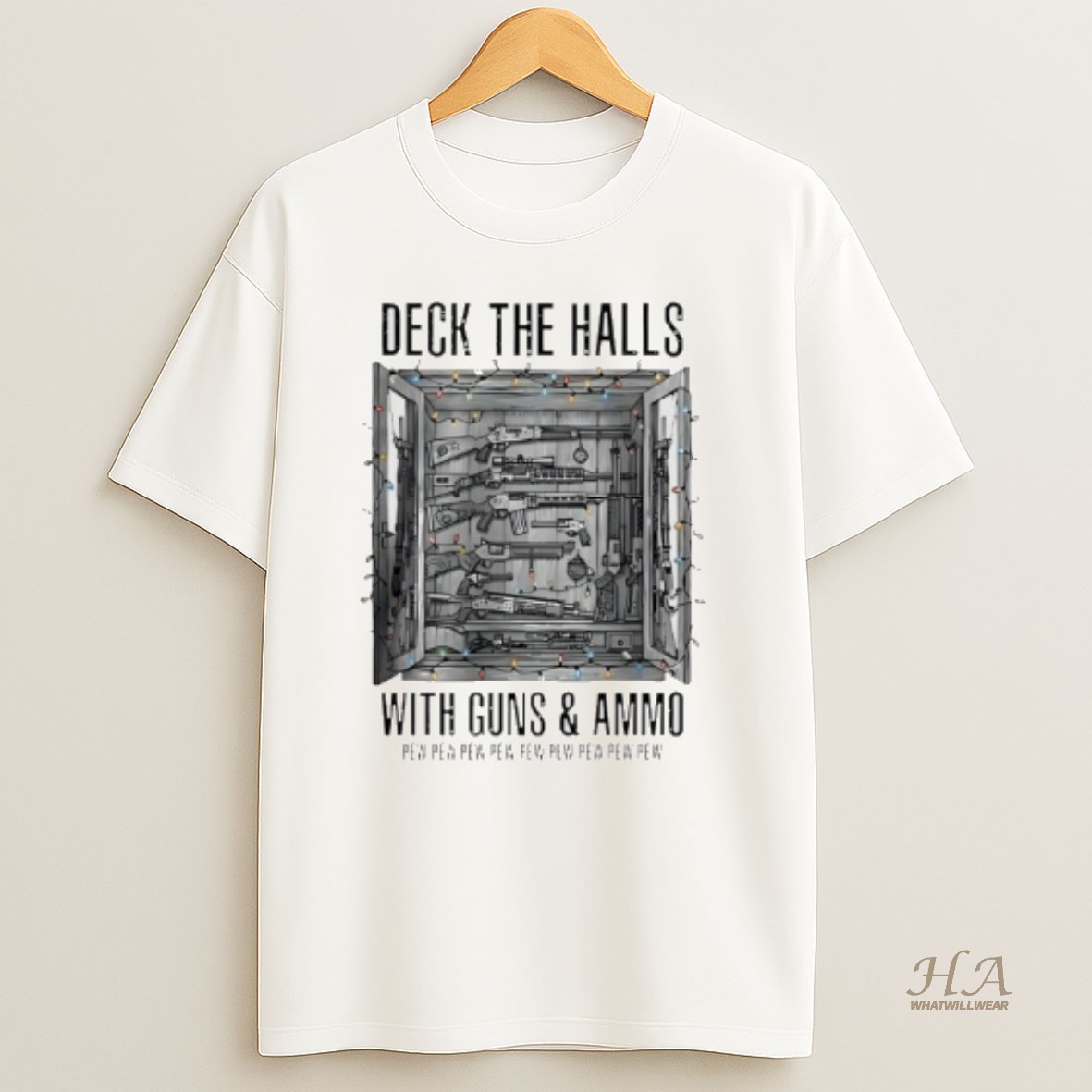 Official Deck The Halls With Guns And Ammo Pew Pew Pew Pew Pew T Shirt