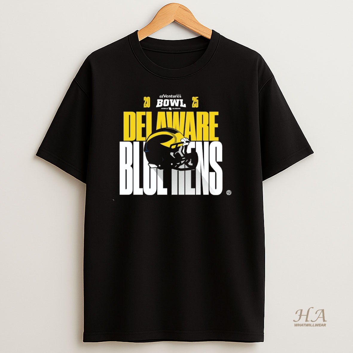 Official Delaware Blue Hens 2025 68 Ventures Bowl Helmet Shirt