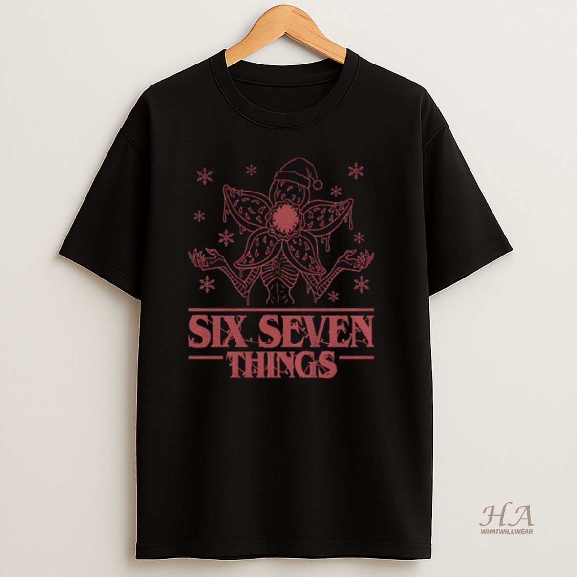 Official Demogorgon Stranger Things Six Seven Things Christmas Merry Christmas Shirt