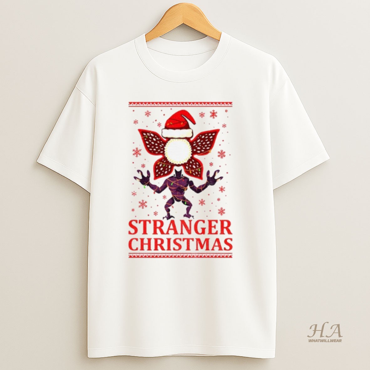 Official Demogorgon Stranger Things Upside Down Xmas Merry Christmas T Shirt