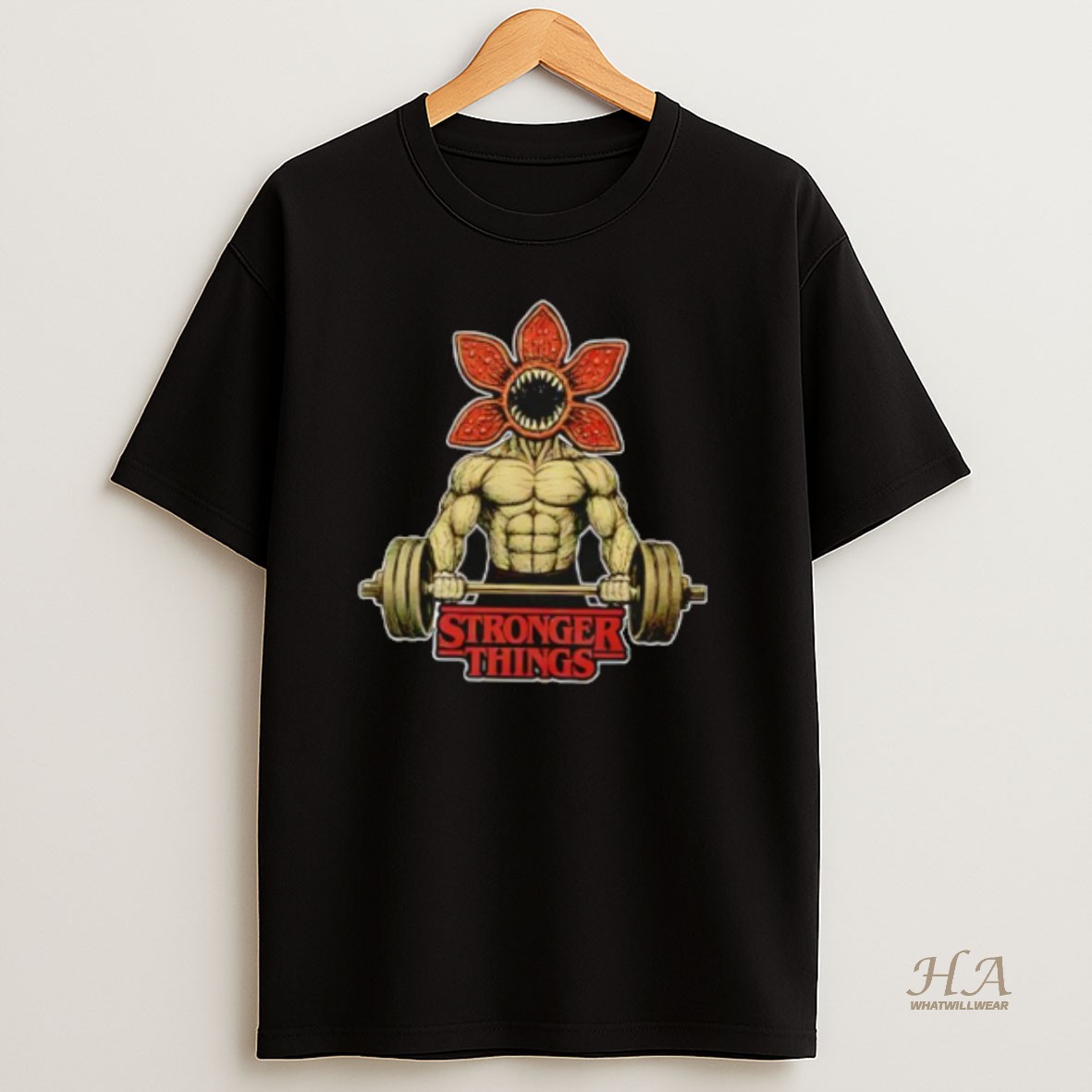 Official Demogorgon Weightlifting Stronger Things Gym Retro T Shirt