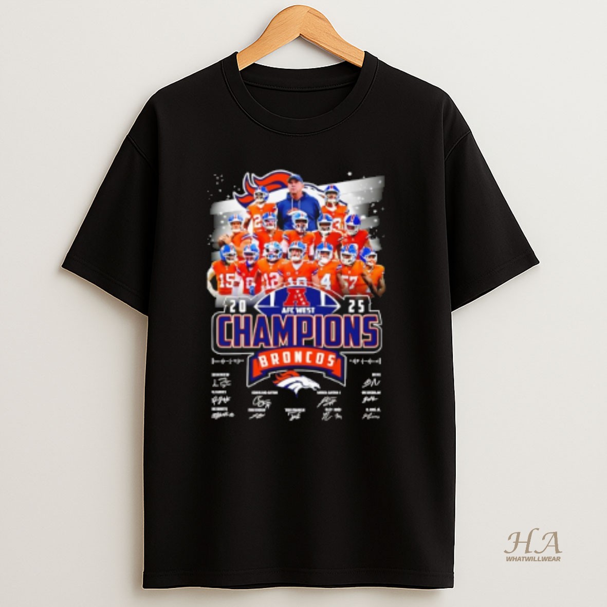 Official Denver Broncos 2025 Afc West Champions Signatures T Shirt