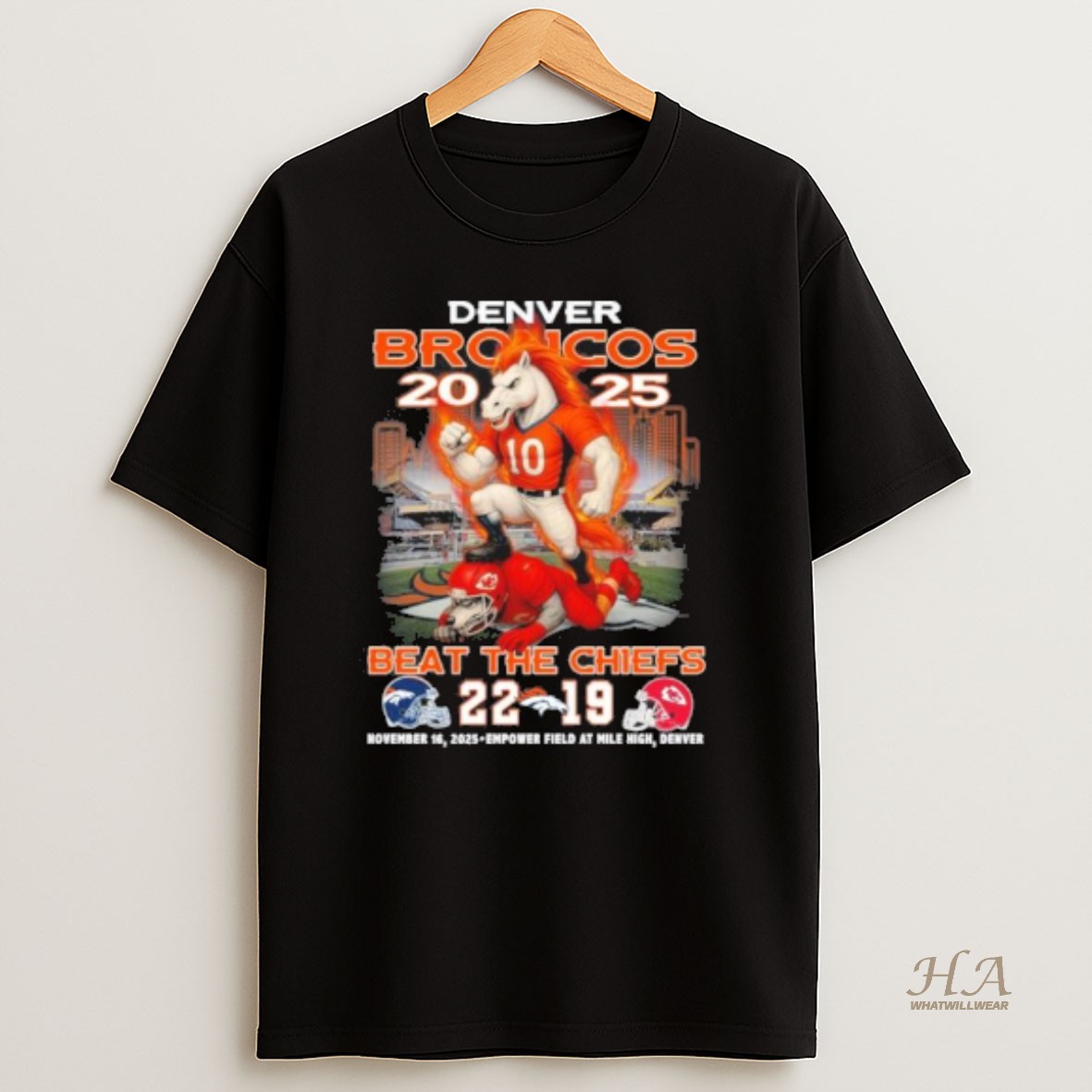 Official Denver Broncos 2025 Broncos Beat The Chiefs 22 19 Score T Shirt