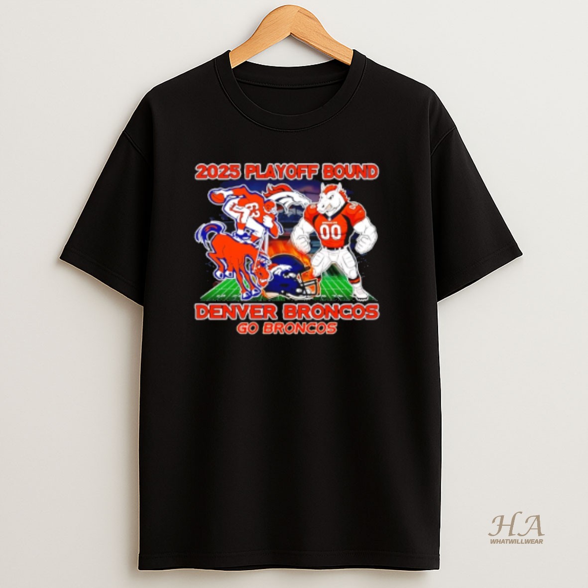 Official Denver Broncos 2025 Playoff Bound Mascot T Shirt