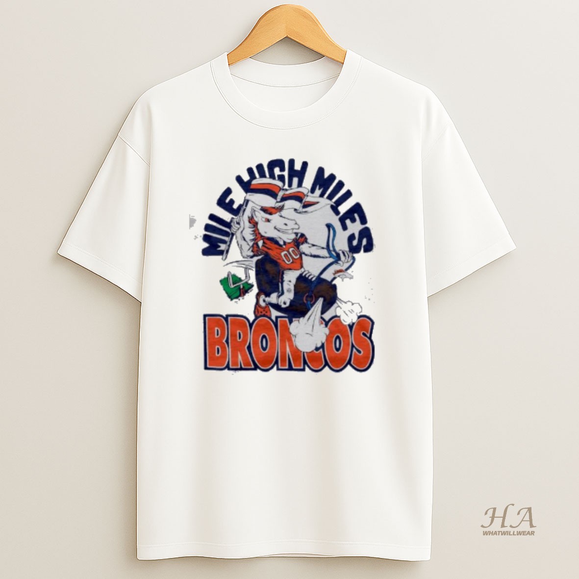 Official Denver Broncos Miles Mile High Miles Cartoon Caricature T Shirt