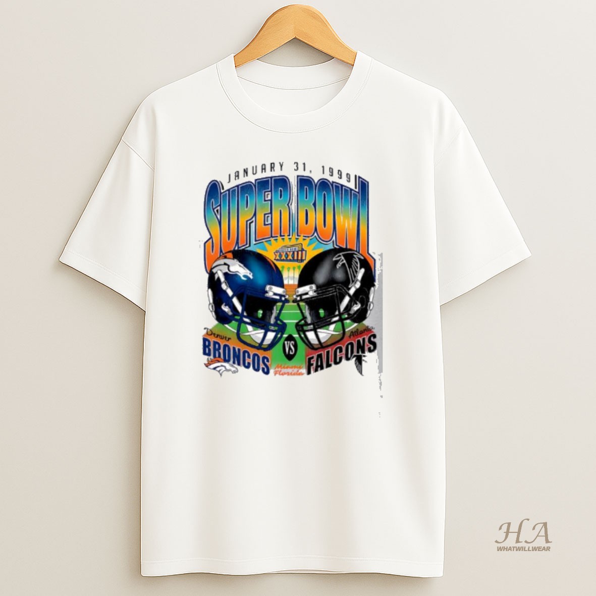 Official Denver Broncos X Atlanta Falcons Super Bowl 1999 T Shirt