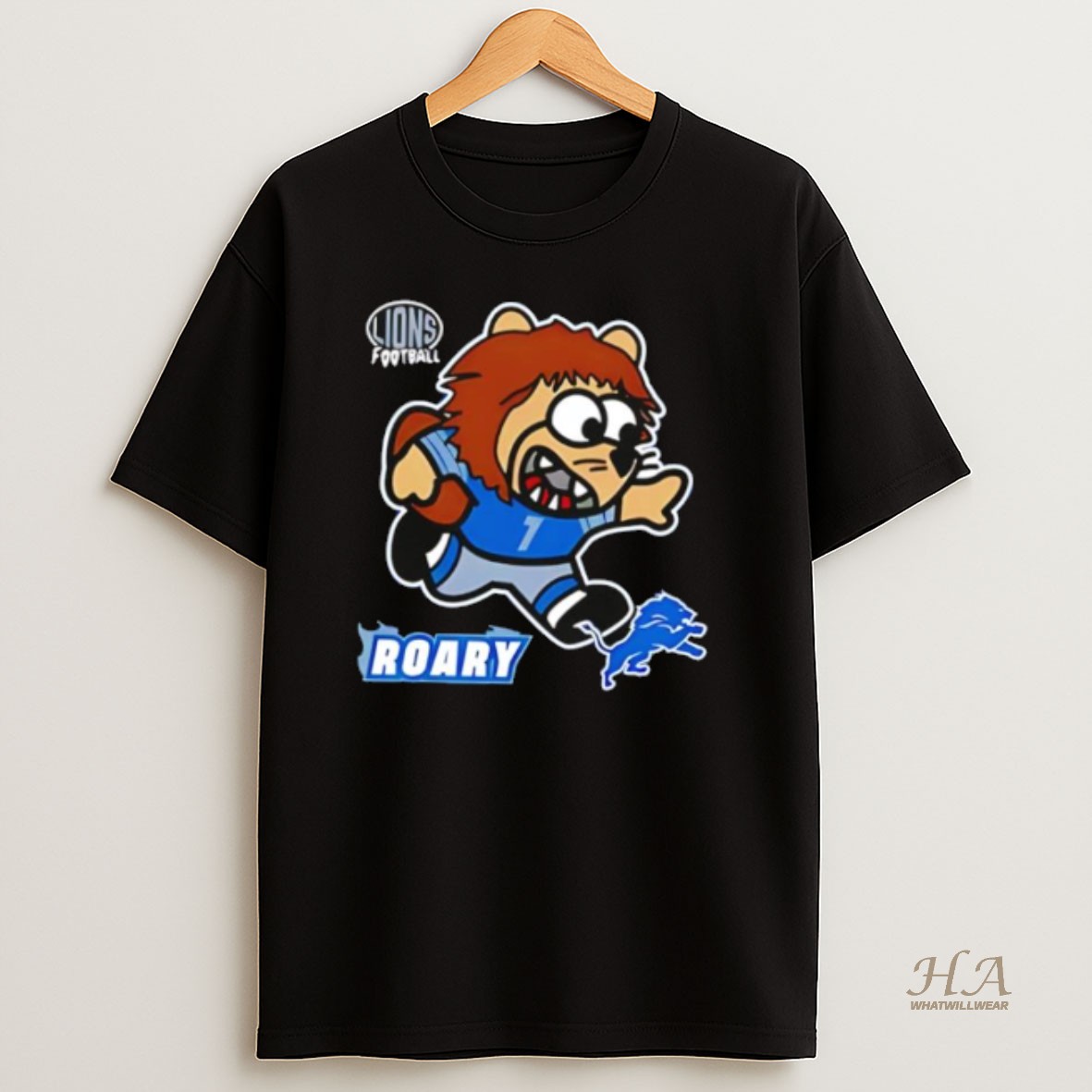 Official Detroit Lions Football Roary Mascot Cartoon T Shirt