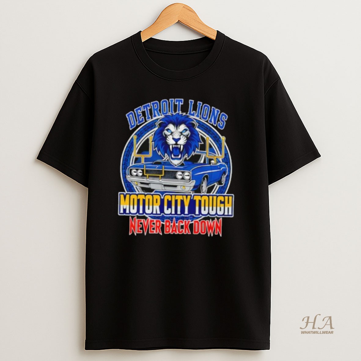 Official Detroit Lions Motor City Tough Never Back Down Football T Shirt