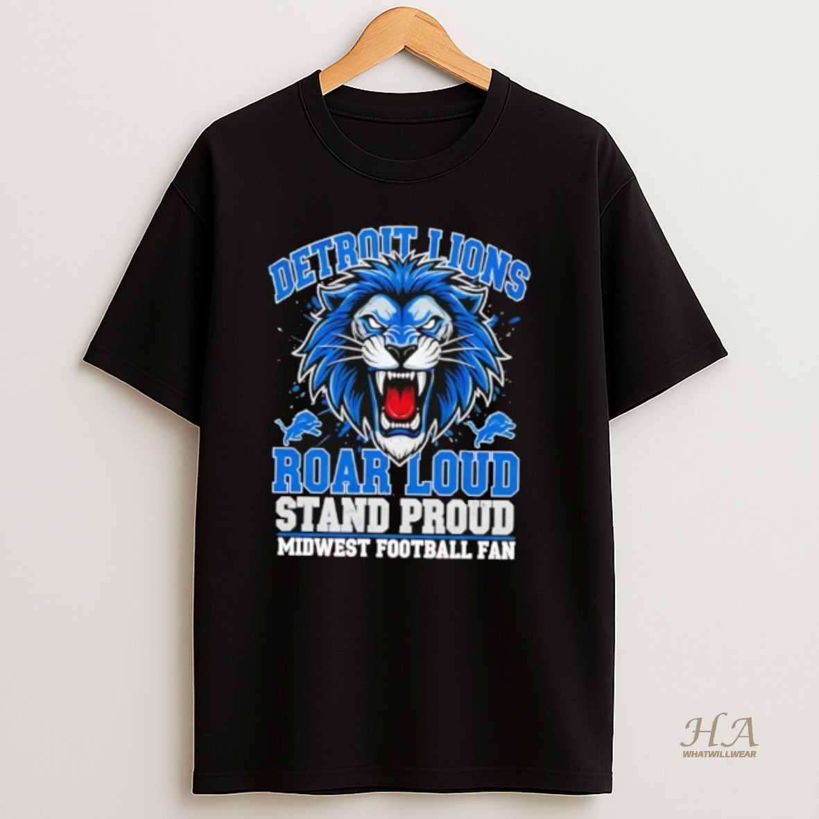 Official Detroit Lions Roar Loud Stand Proud Midwest Football Fan T Shirt