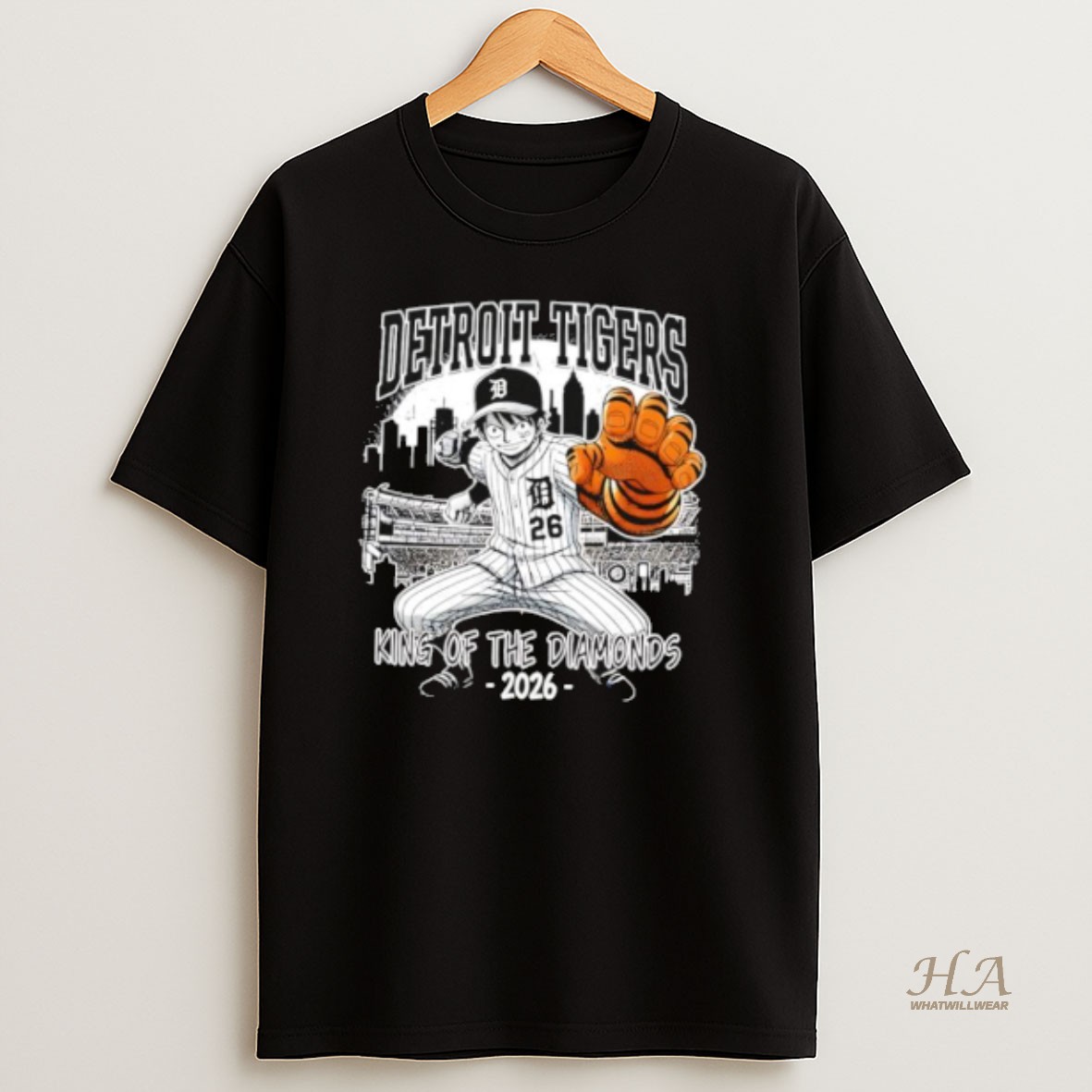 Official Detroit Tigers One Piece 2026 Luffy King Of The Diamonds T Shirt