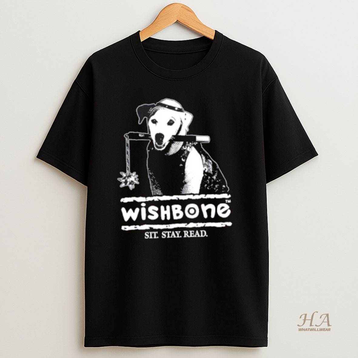 Official Dog Wishbone Sit Stay Read T Shirt