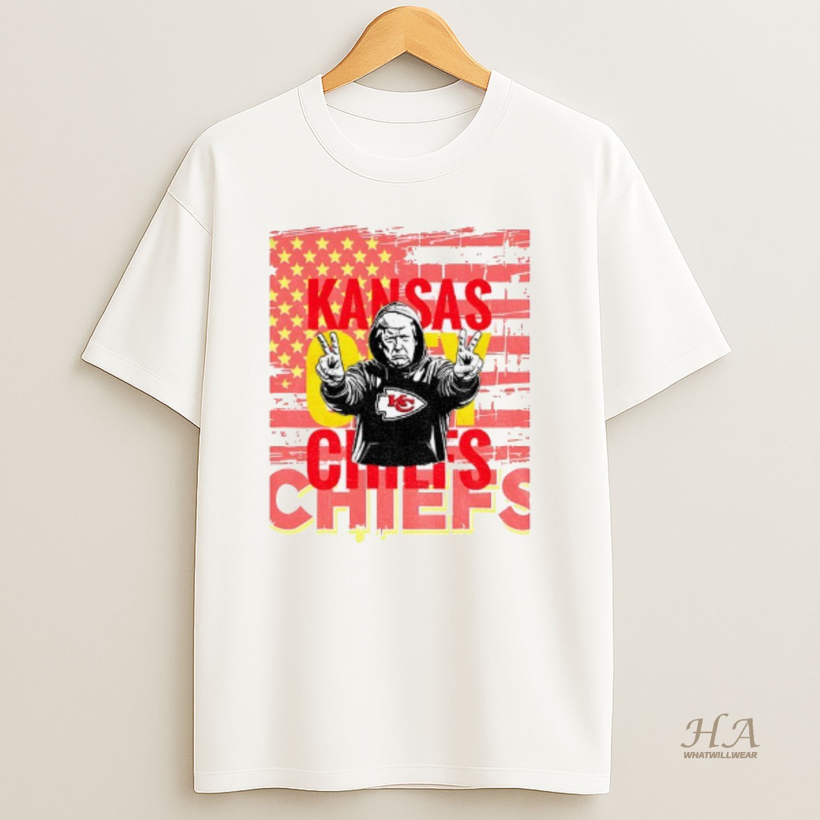 Official Donald Trump Peace Hands Kansas City Chiefs Nfl Football American Flag T Shirt