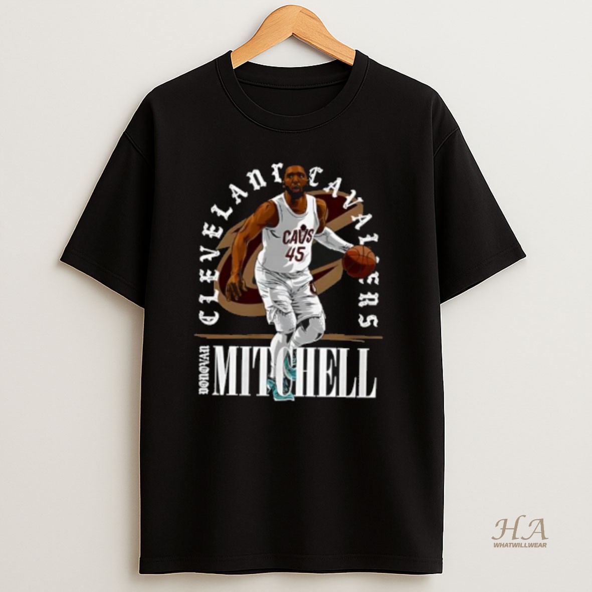 Official Donovan Mitchell Cleveland Cavaliers Shield T Shirt