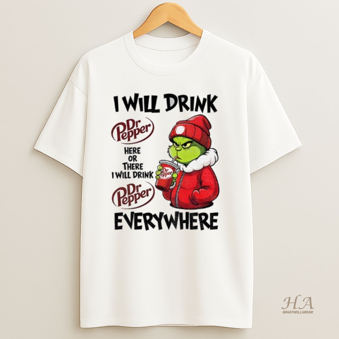 Official Dr Pepper I Will Drink Here Or There I Will Drink Everywhere Christmas Shirt