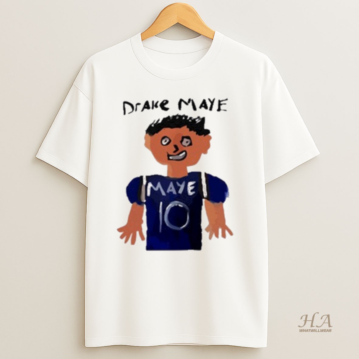 Official Drake Maye Number 10 New England Patriots Painting T Shirt