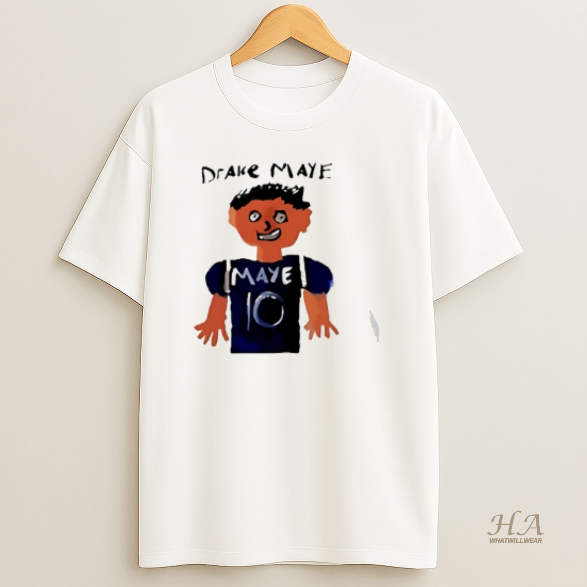 Official Drake Maye Number 10 New England Patriots Draw T Shirt