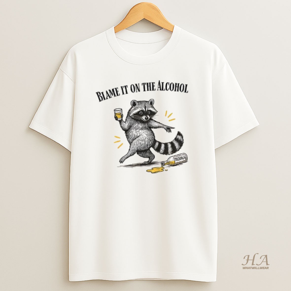 Official Drunk Raccoon Liquor Blame It On The Alcohol T Shirt