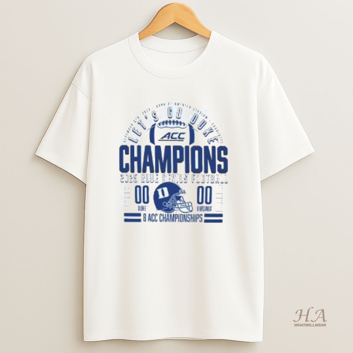 Official Duke Blue Devils 2025 Acc Football Champions Score Lets Go Duke T Shirt