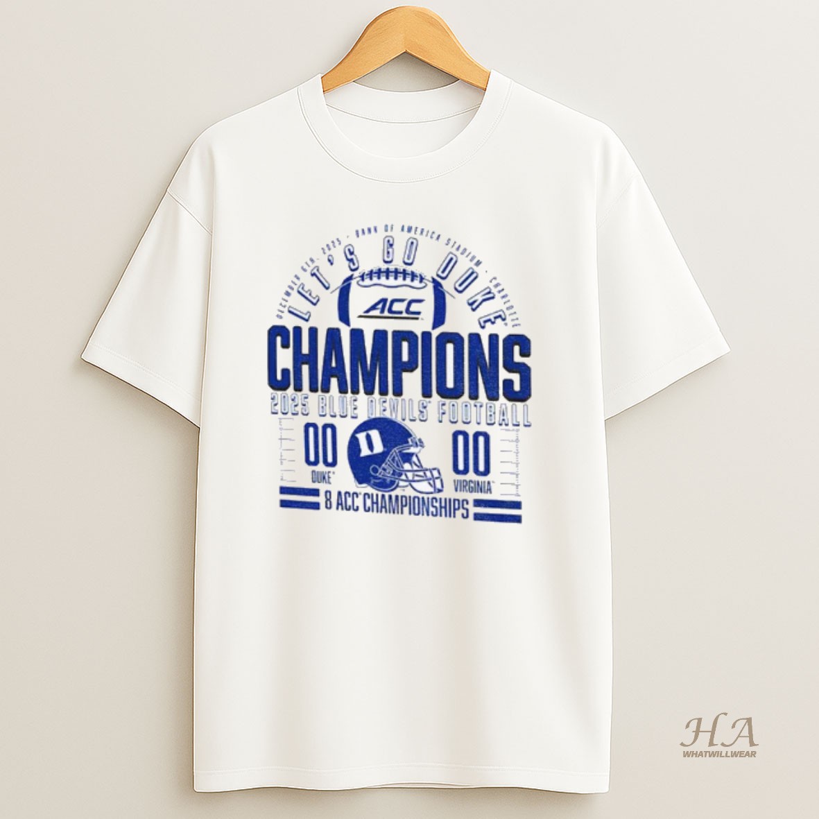 Official Duke Blue Devils Lets Go Duke 2025 Acc Football Champions T Shirt