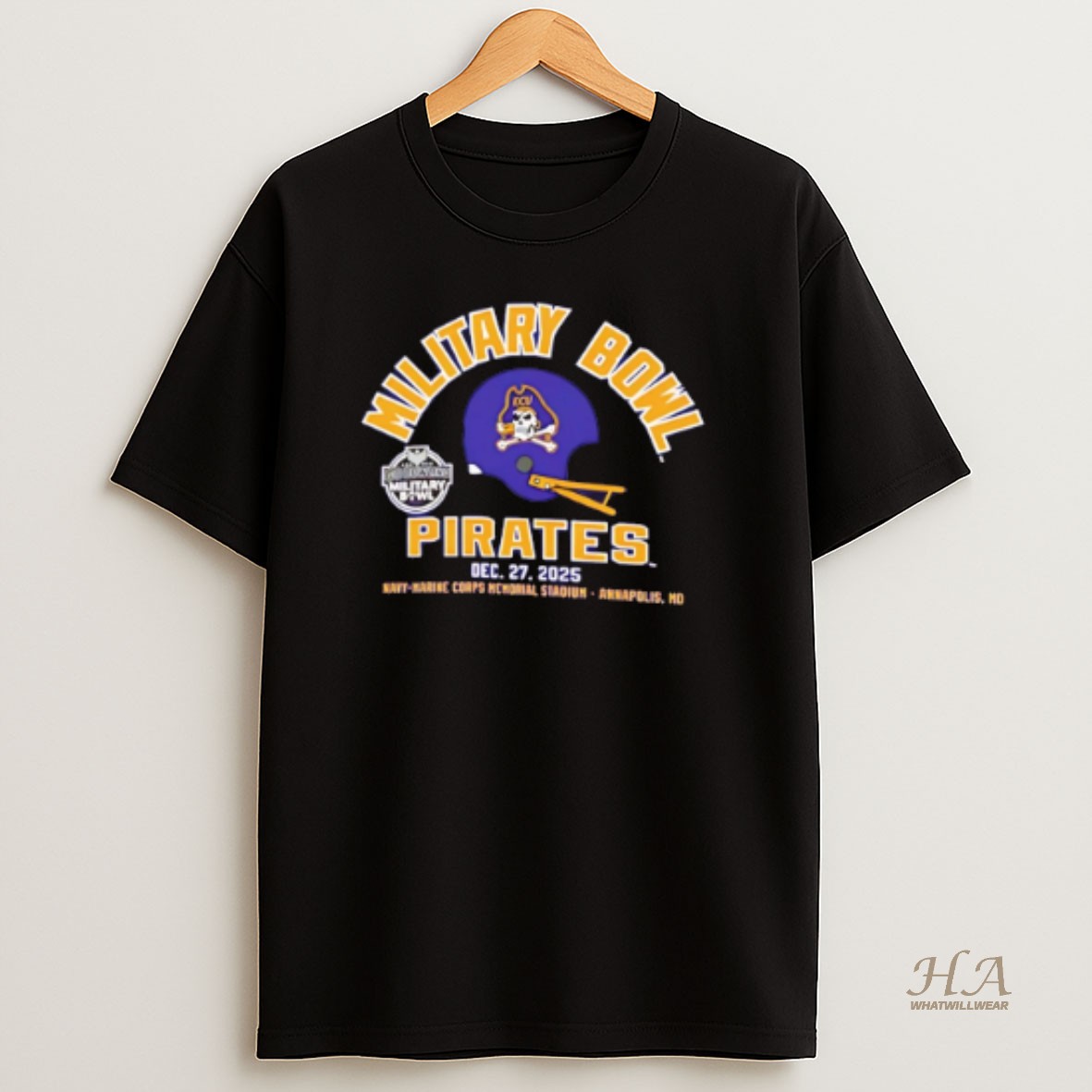 Official East Carolina Ecu Football 2025 Military Bowl Pirates Shirt