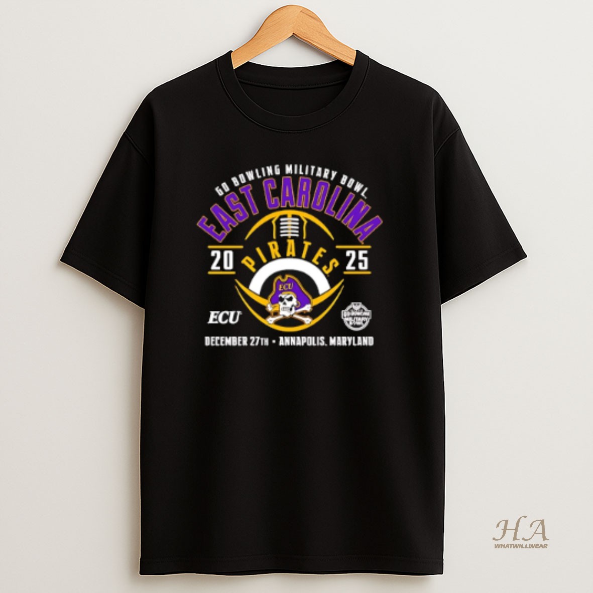 Official East Carolina Pirates 2025 Go Bowling Military Bowl T Shirt