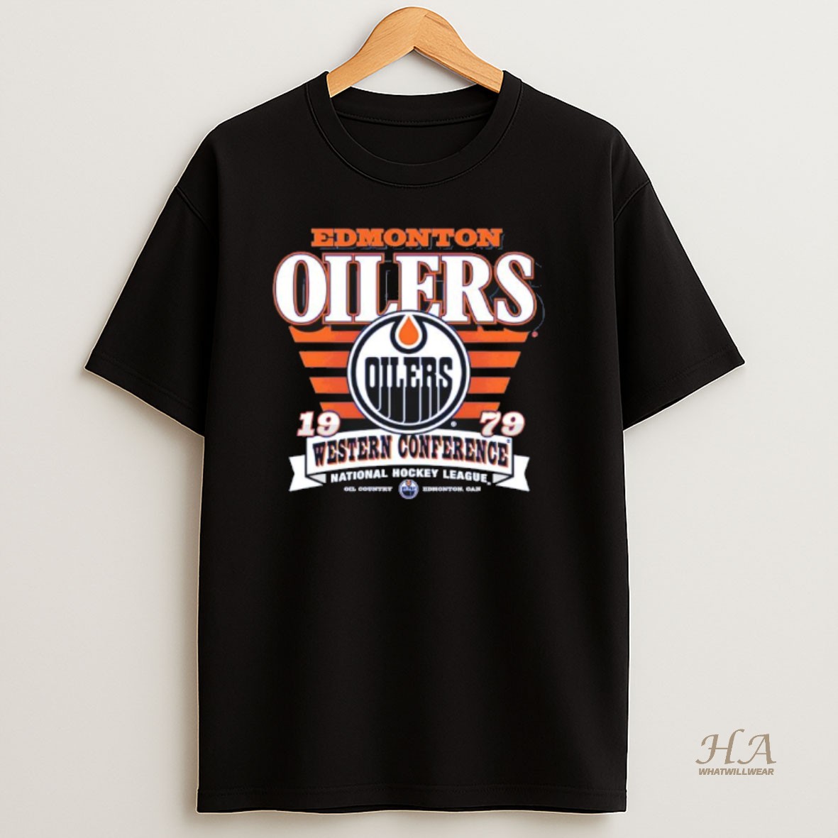 Official Edmonton Oilers Western Conference National Hockey League 1979 Logo T Shirt