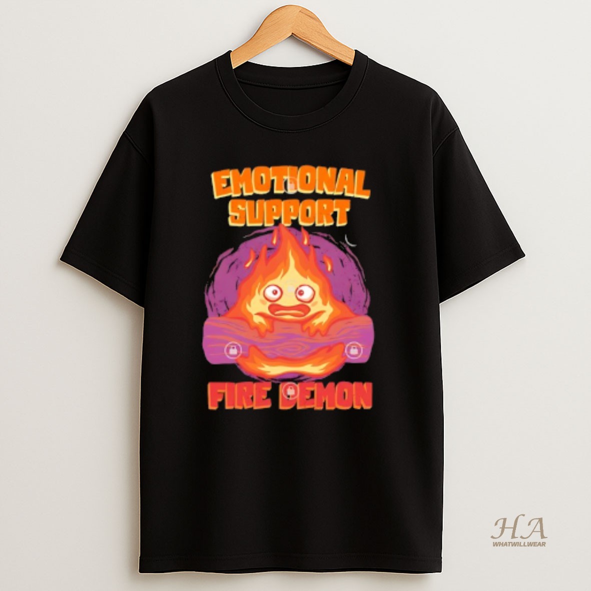Official Emotional Support Fire Demon Inspired By Calcifer T Shirt