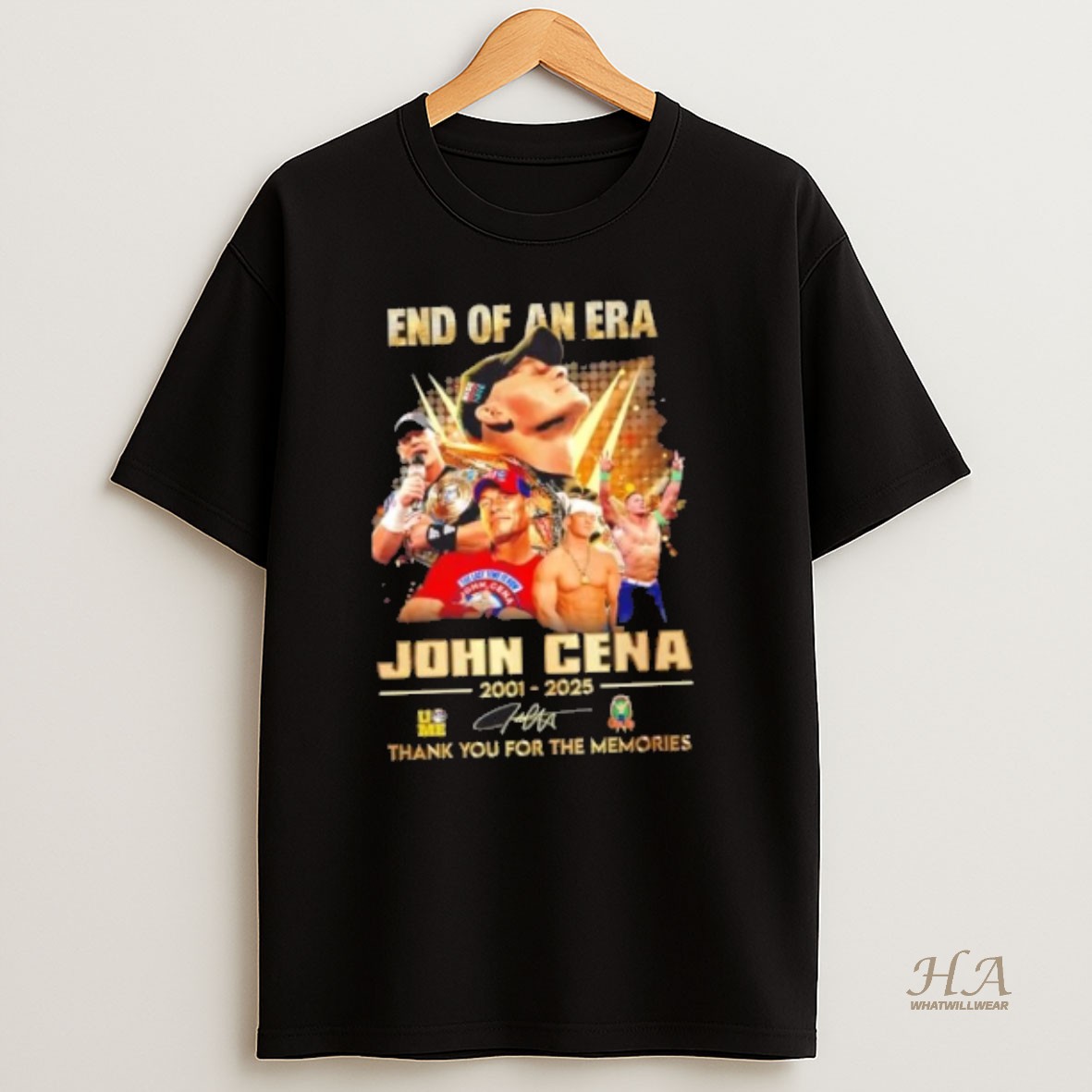 Official End Of An Era John Cena 2001 2025 Thank You For The Memories Signature T Shirt
