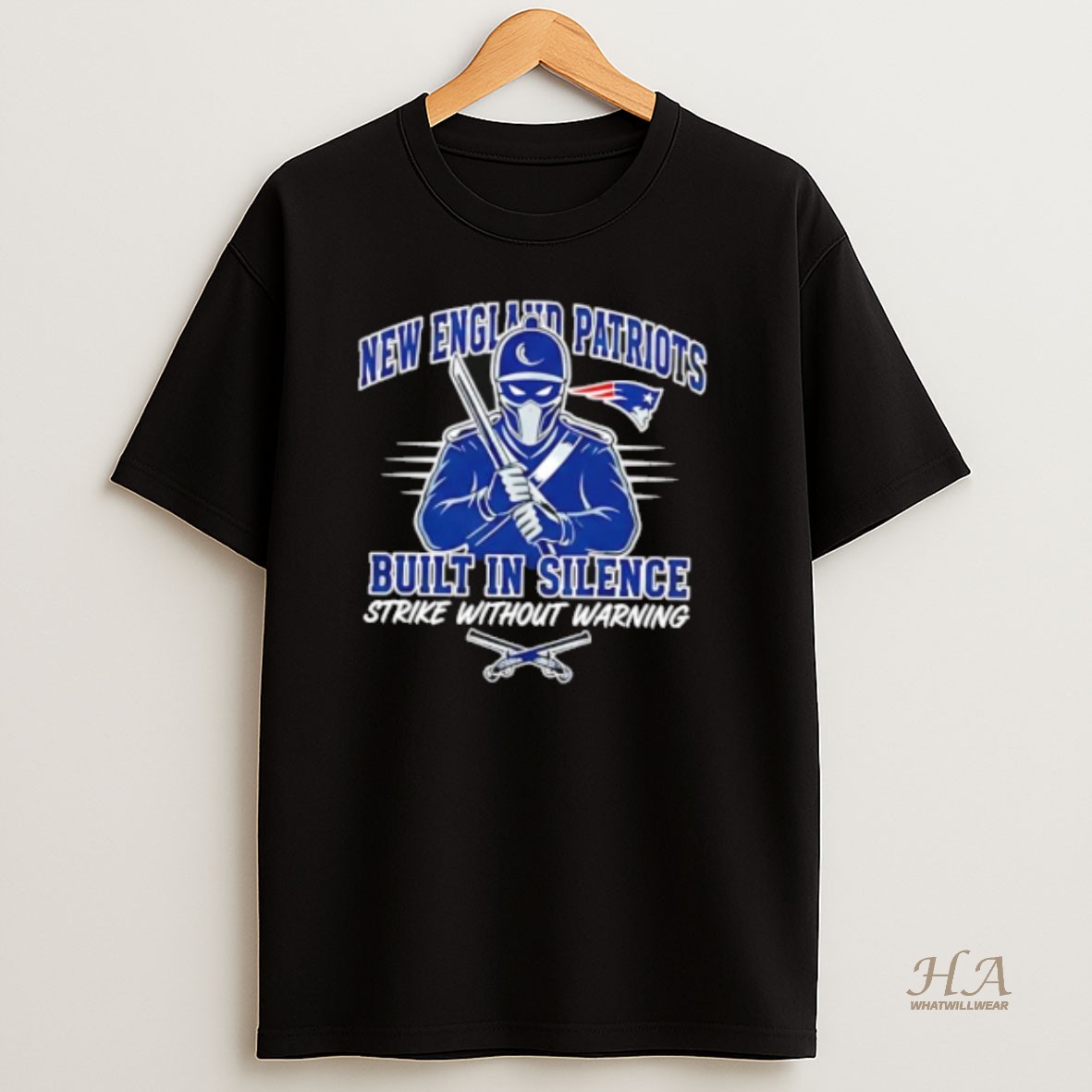 Official England Patriots Built In Silence Strike Without Warning Graphic T Shirt