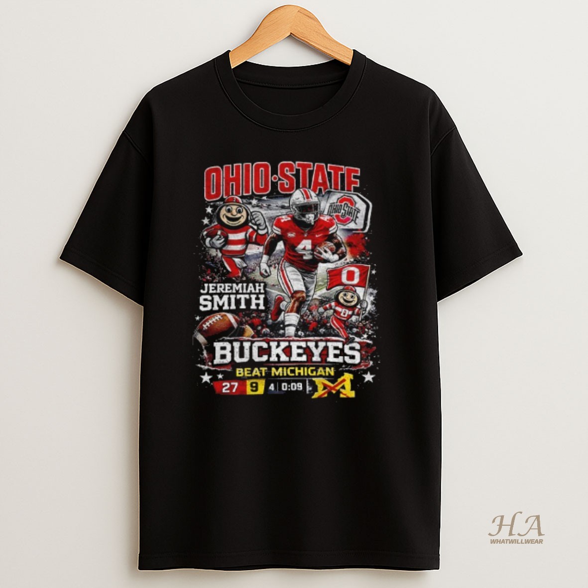 Official Erase The M Brutus Ohio State Buckeyes Football Jeremiah Smith Buckeyes Beat Michigan T Shirt