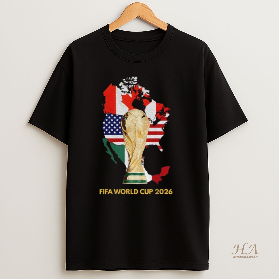 Official Fifa World Cup 2026 Gold Trohpy Usa Canada Mexico Shirt