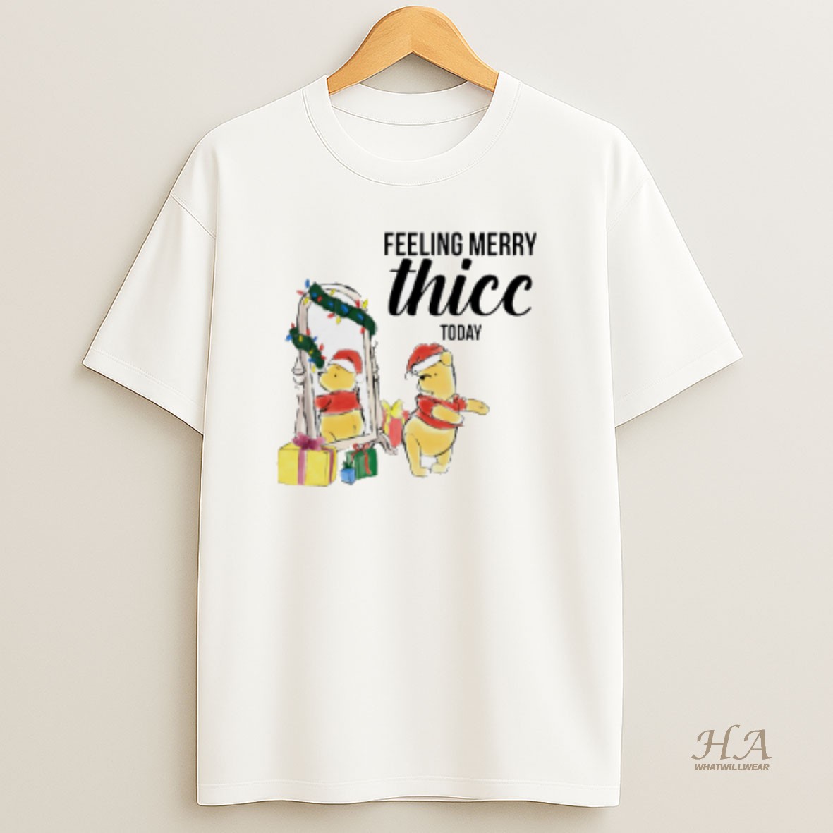 Official Feeling Merry Thiccmas Today Winnie The Pooh Christmas T Shirt