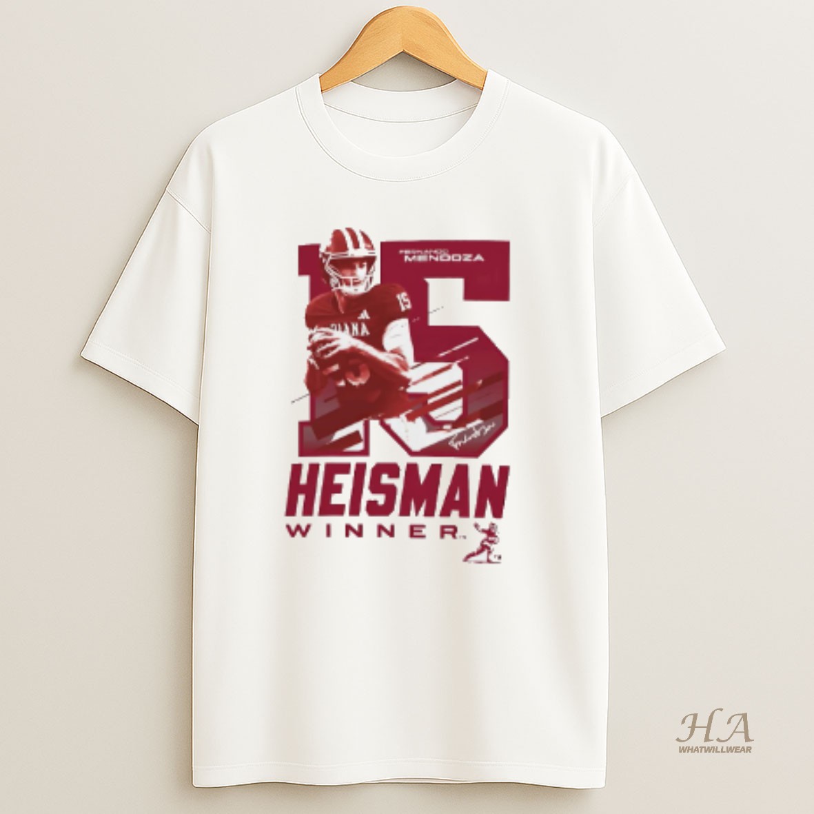 Official Fernando Mendoza 15 Indiana Hoosiers 2025 Heisman Winner Trophy T Shirt