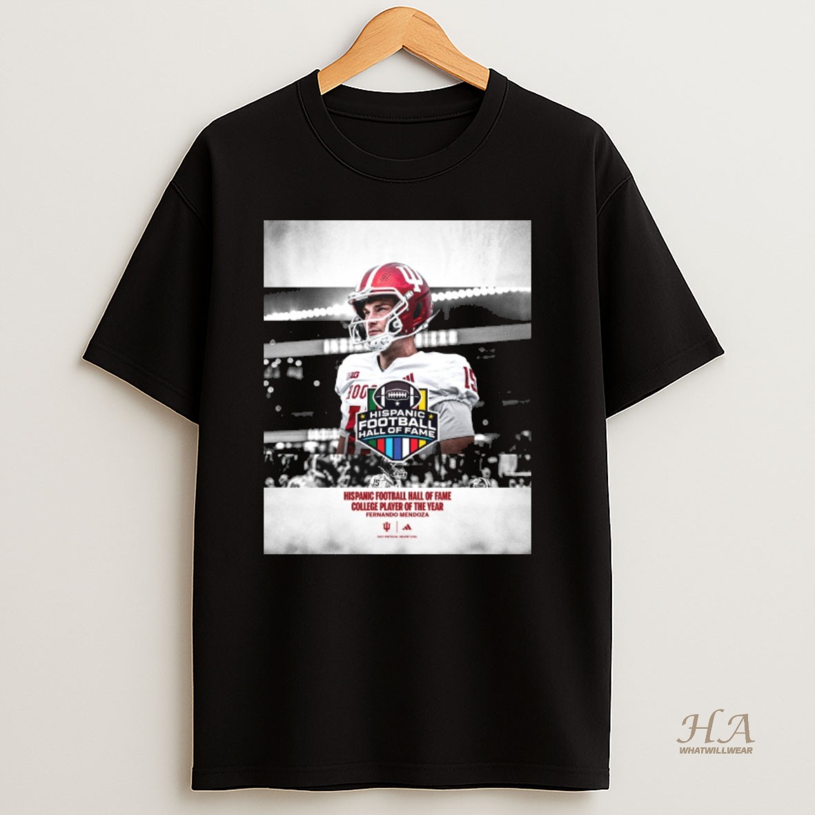 Official Fernando Mendoza Hispanic Football Hall Of Fame College Player Of The Year Indiana Hoosiers T Shirt