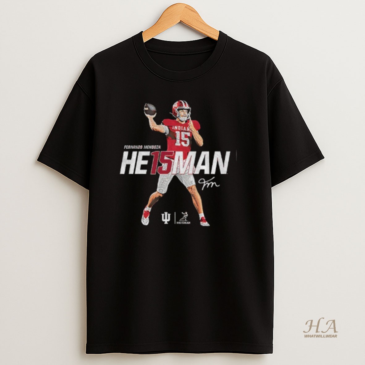 Official Fernando Mendoza Indiana Hoosiers 2025 Heisman Trophy Winner Stance Signature T Shirt