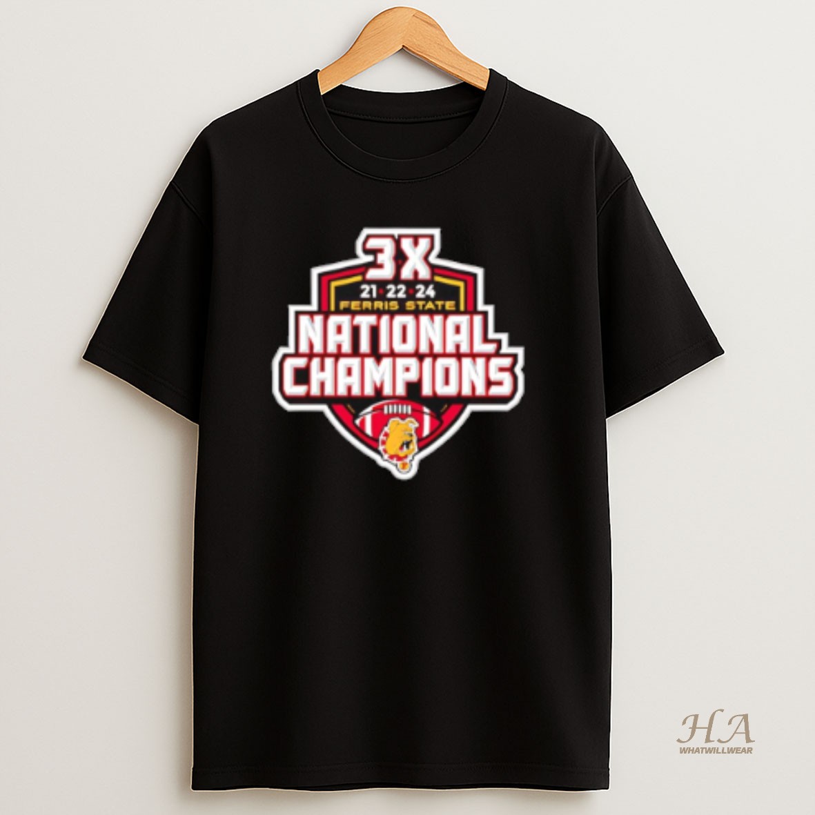 Official Ferris State Bulldogs 2025 National Champions 3x 21 22 24 T Shirt
