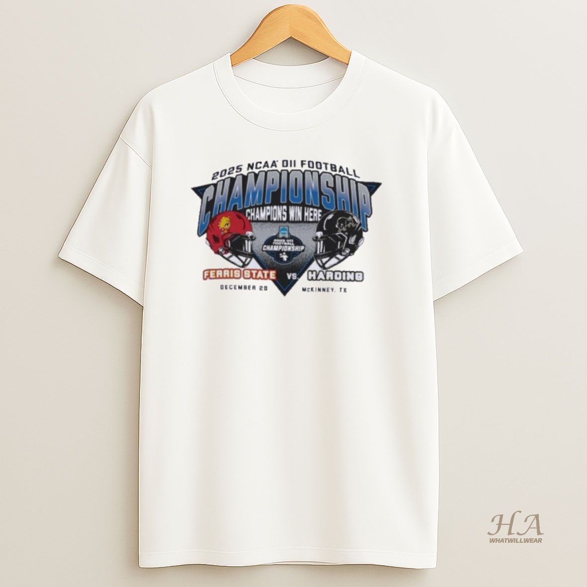 Official Ferris State Vs Harding Football Head To Head Ncaa Dii Championship T Shirt