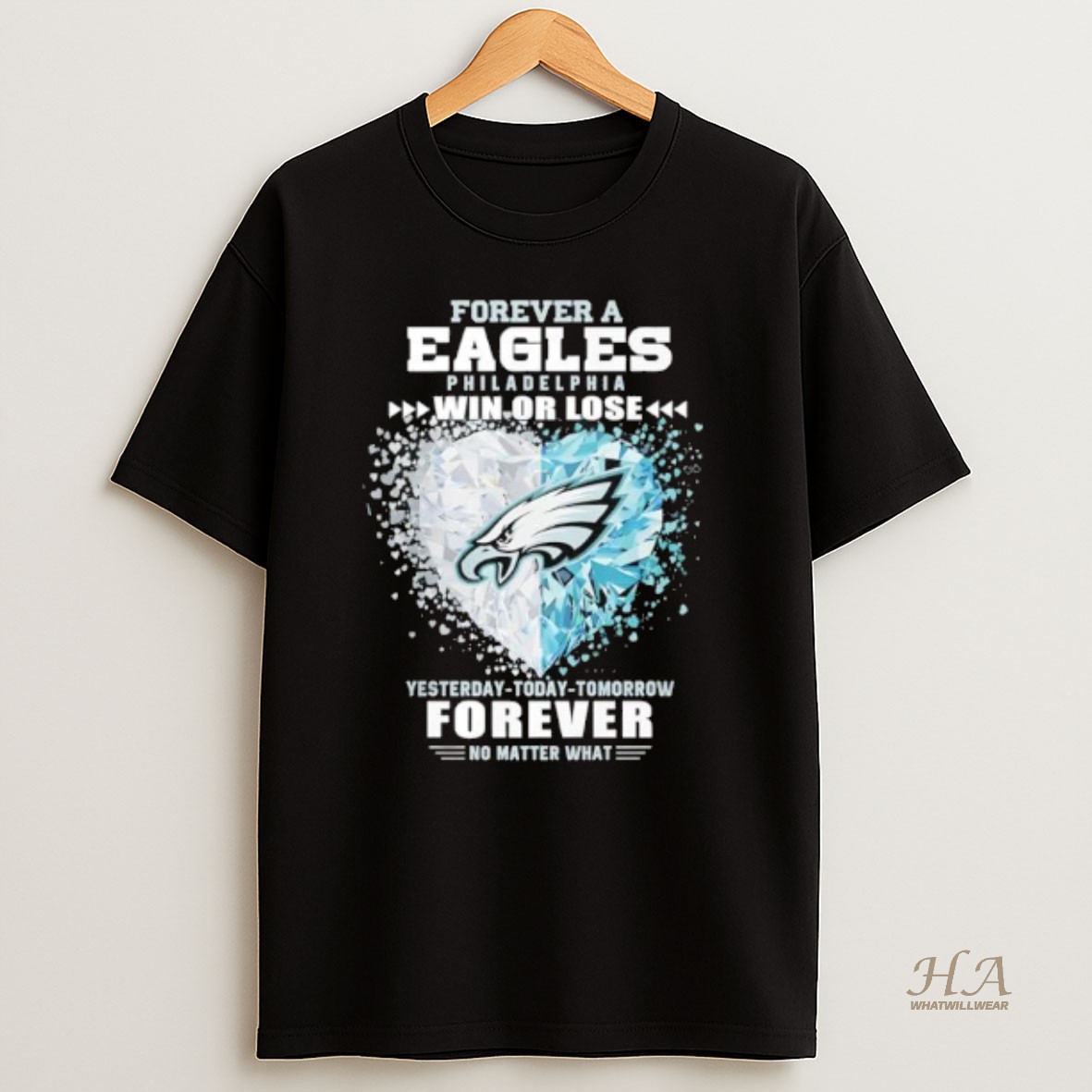 Official Forever A Philadelphia Eagles Win Or Lose No Matter What Shattered Glass Logo T Shirt
