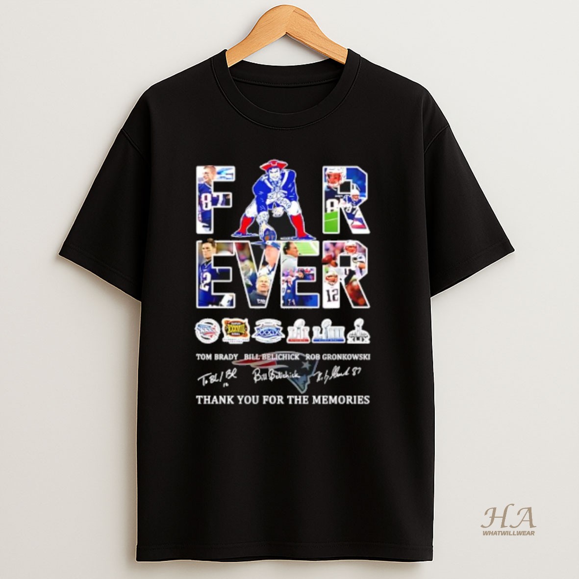 Official Forever Fan New England Patriots Football Thank You For The Memories Goat Signatures T Shirt