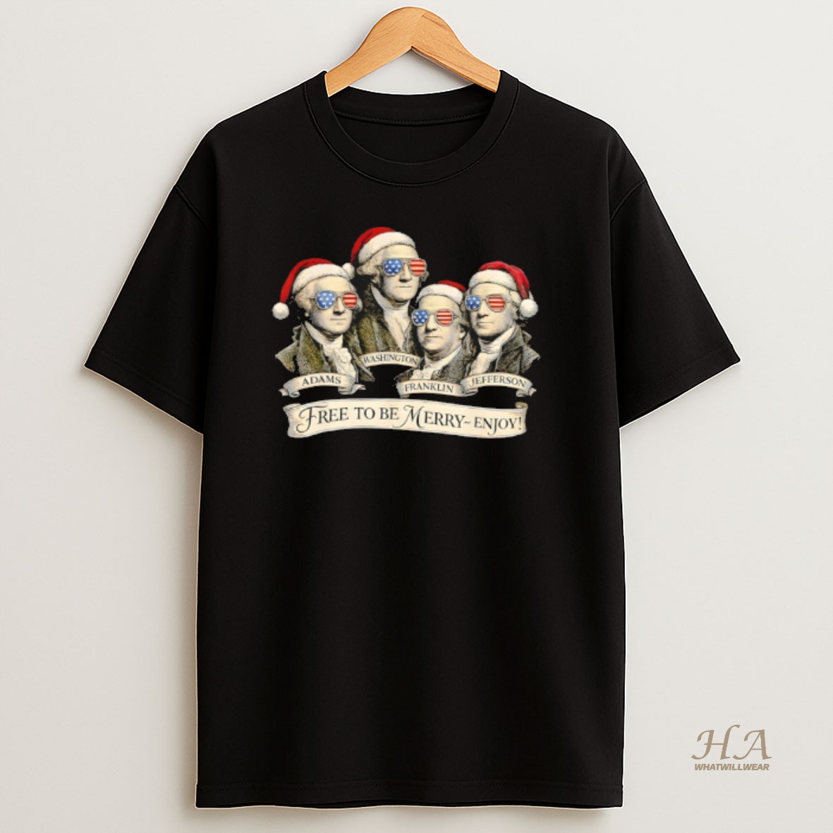 Official Founding Fathers Santa Hats Patriotic Christmas T Shirt
