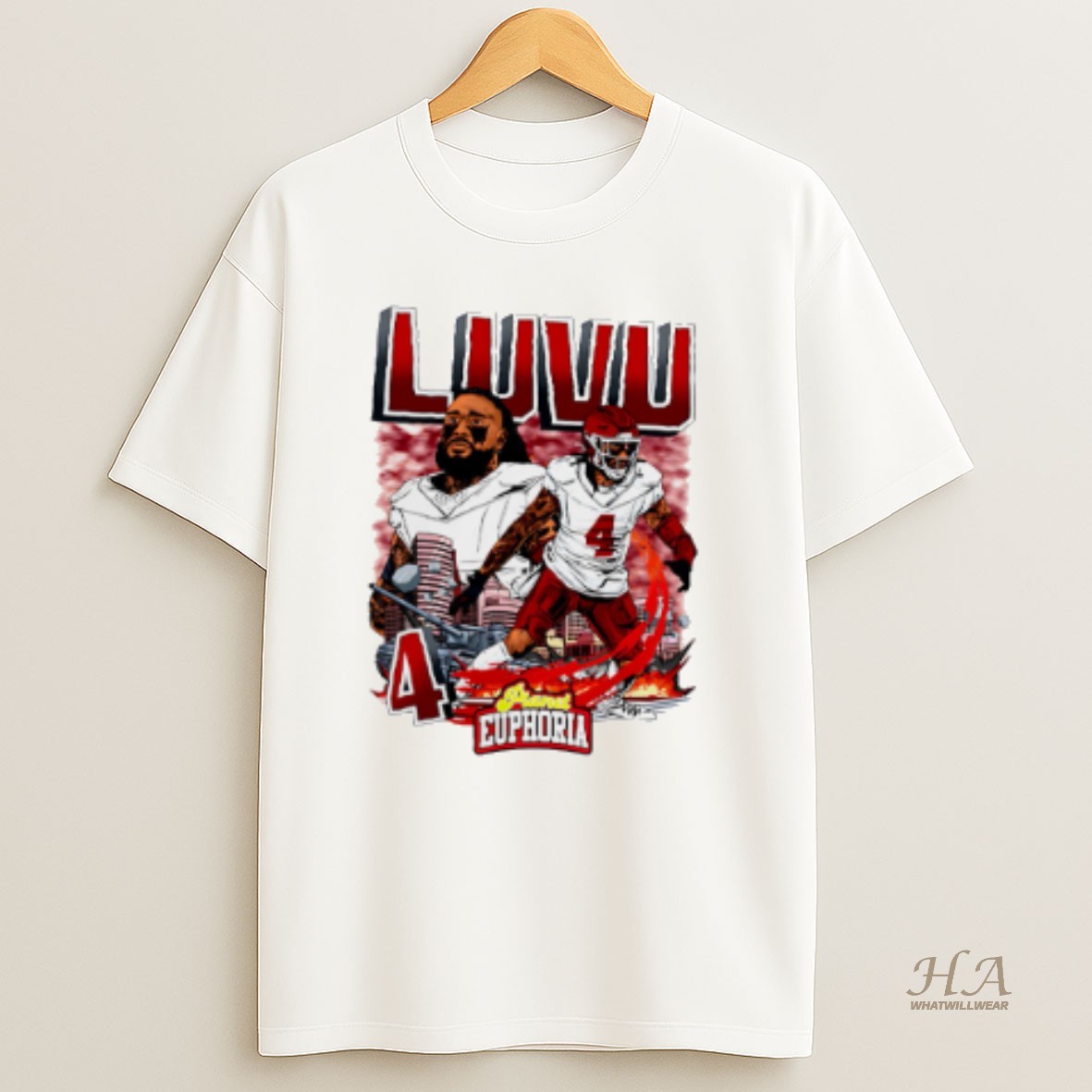 Official Frankie Luvu Washington Commanders Player Skyline Comic T Shirt