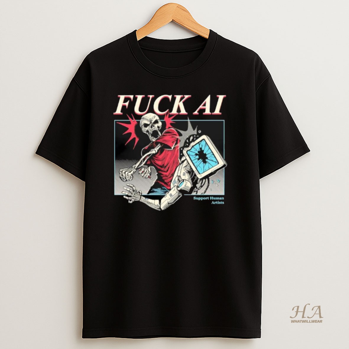 Official Fuck Ai The Yetee Skeleton Ai Robot T Shirt